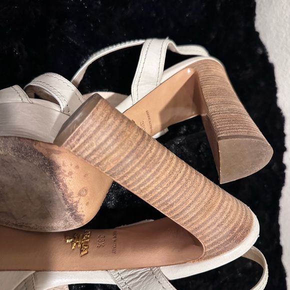 Prada Cream Leather Strappy platform Sandals Y2K 80s 90s retro glam corpcore - Picture 7 of 12